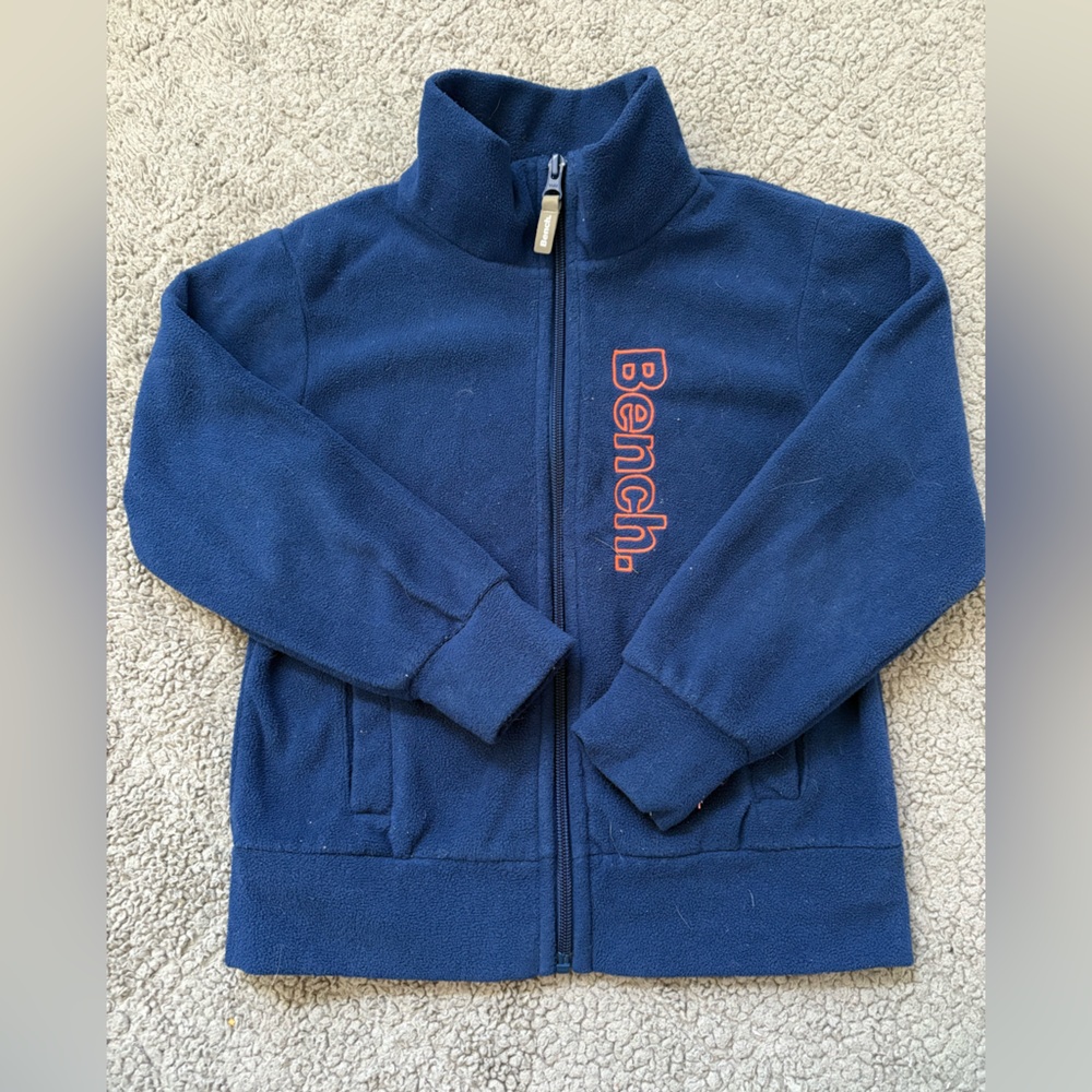 Bench Blue Zip-Up Sweatshirt with Orange Branding